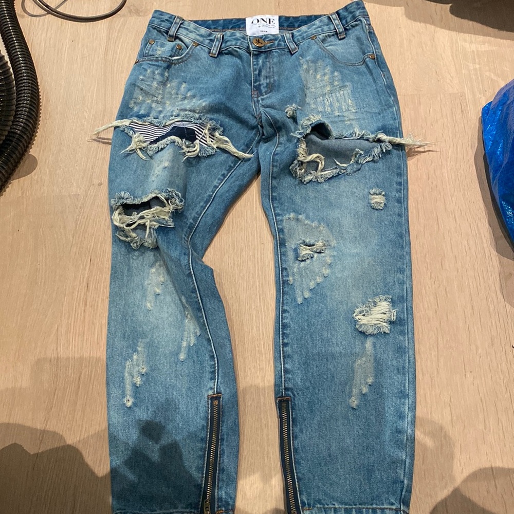 One Teaspoon trashed freedbirds jeans size 28 new with tags 100% cotton